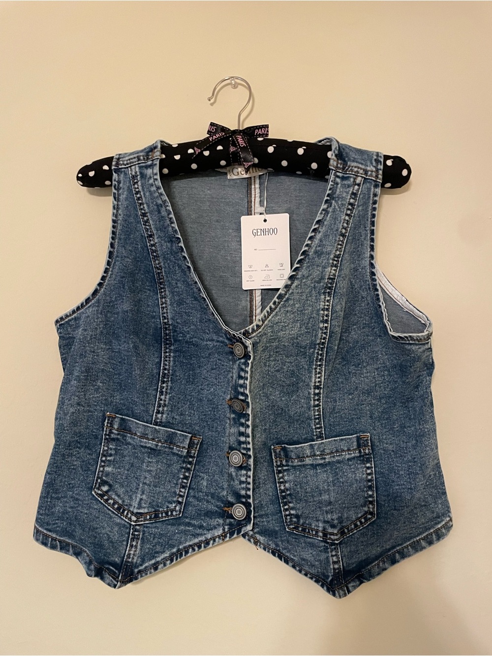 Women's Cropped Blue Denim Vest